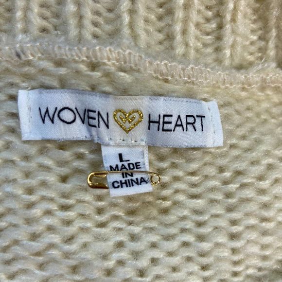 NWT WOVEN HEART Ivory Knit Crew Neck Sweater (L)‎ - Picture 6 of 8
